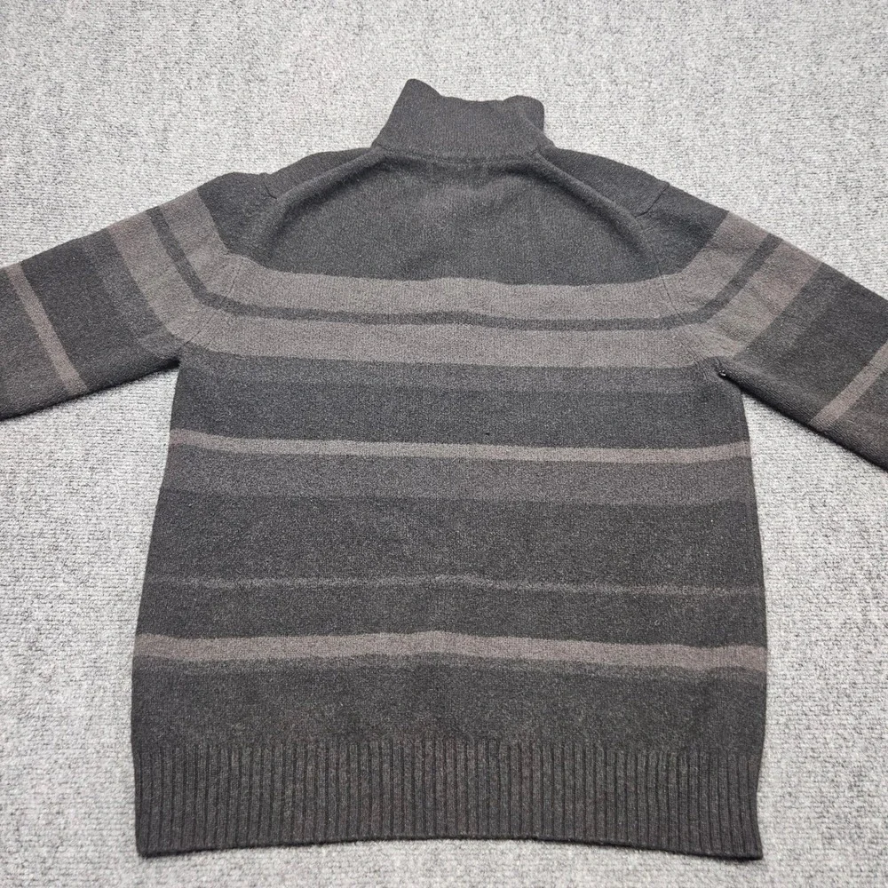 Banana Republic Mens Lambswool Cashmere‎ 1/4 Zip Large Gray Stripe Dark Academia